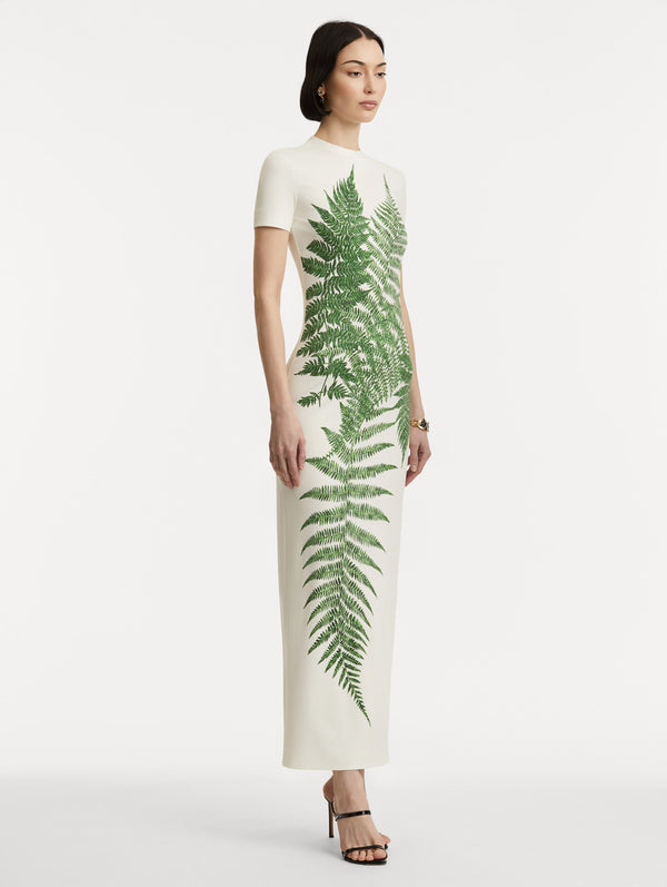 Oscar De La Renta Fern Printed Jersey Dress