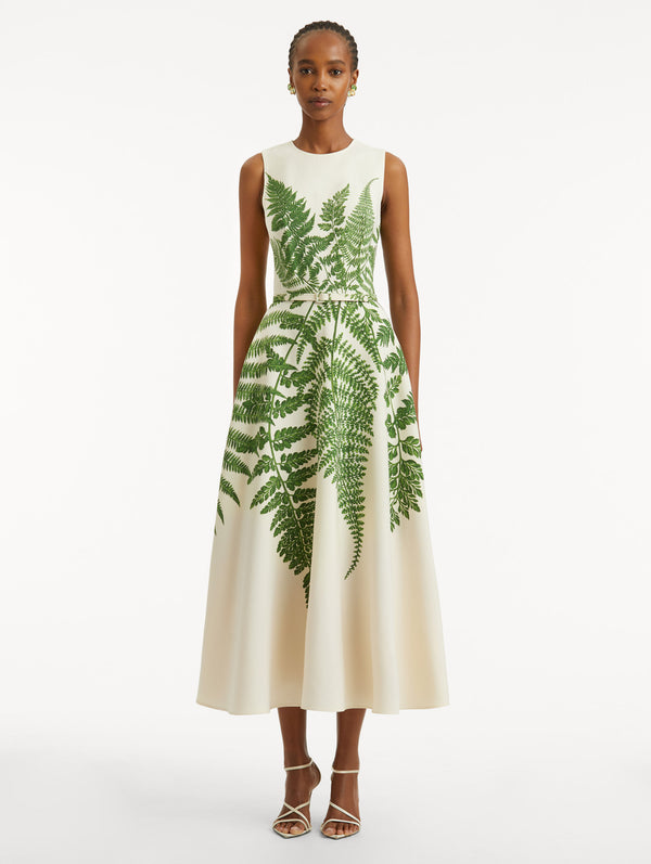 Oscar De La Renta Fern Printed Wool Dress