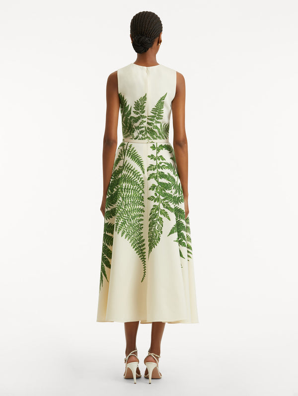 Oscar De La Renta Fern Printed Wool Dress