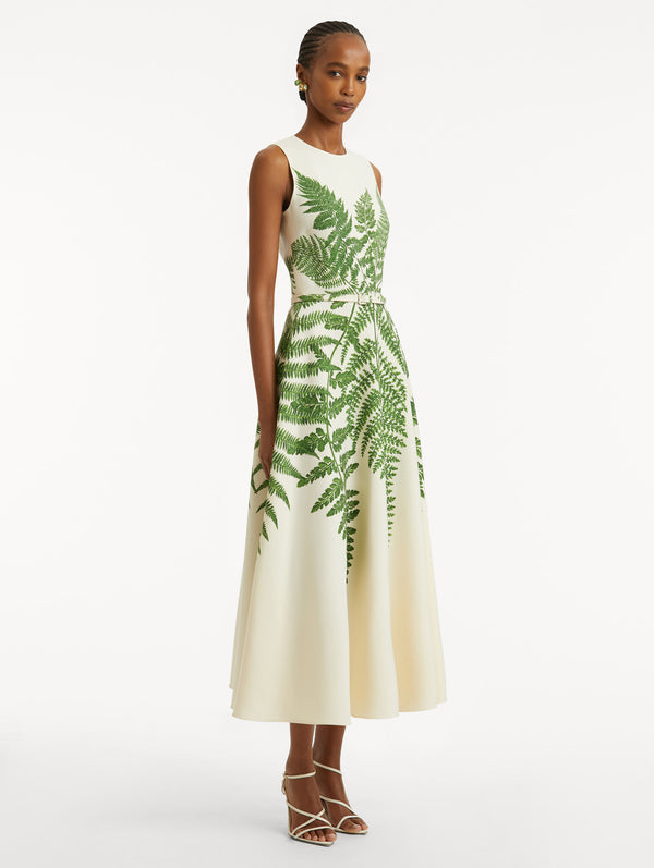 Oscar De La Renta Fern Printed Wool Dress