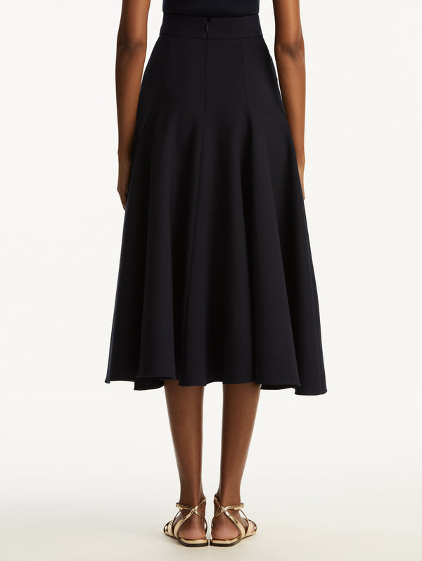 Oscar De La Renta Flared Stretch Wool Skirt