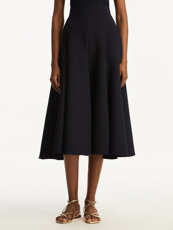 Oscar De La Renta Flared Stretch Wool Skirt