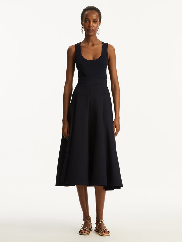 Oscar De La Renta Flared Stretch Wool Skirt