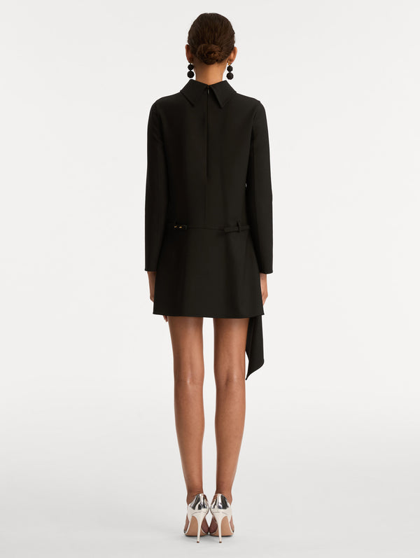 Oscar De La Renta Floral Belt Mock-Neck Dress