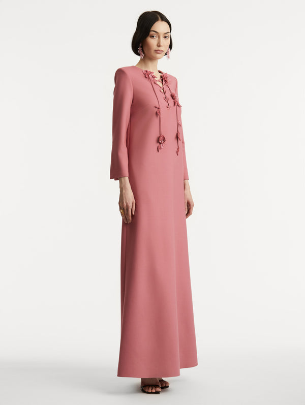 Oscar De La Renta Floral Lace-Up Caftan