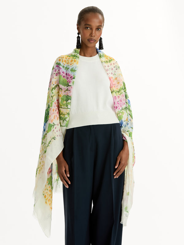 Oscar De La Renta Foxglove Cashmere-Blend Scarf