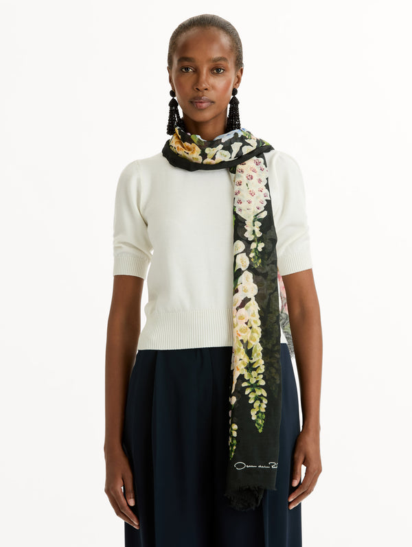 Oscar De La Renta Foxglove Cashmere-Blend Scarf