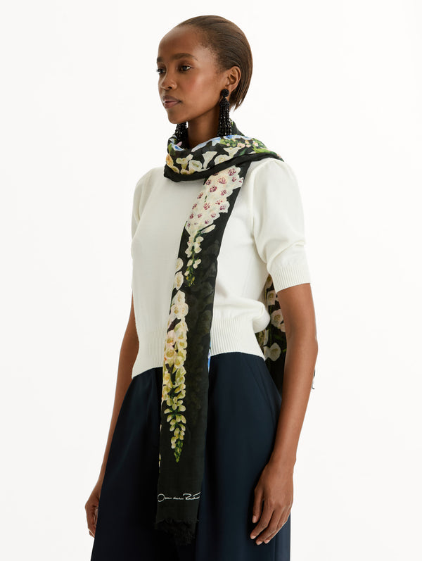 Oscar De La Renta Foxglove Cashmere-Blend Scarf
