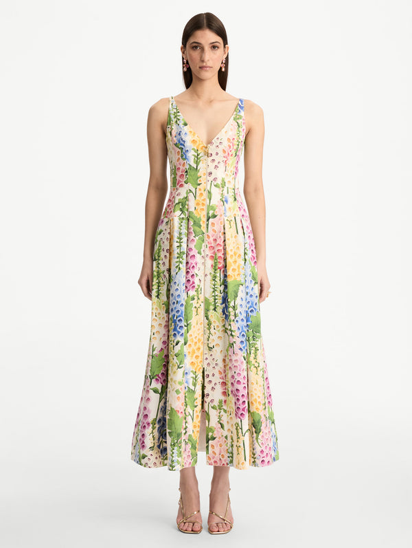 Oscar De La Renta Foxglove Cotton Poplin Dress