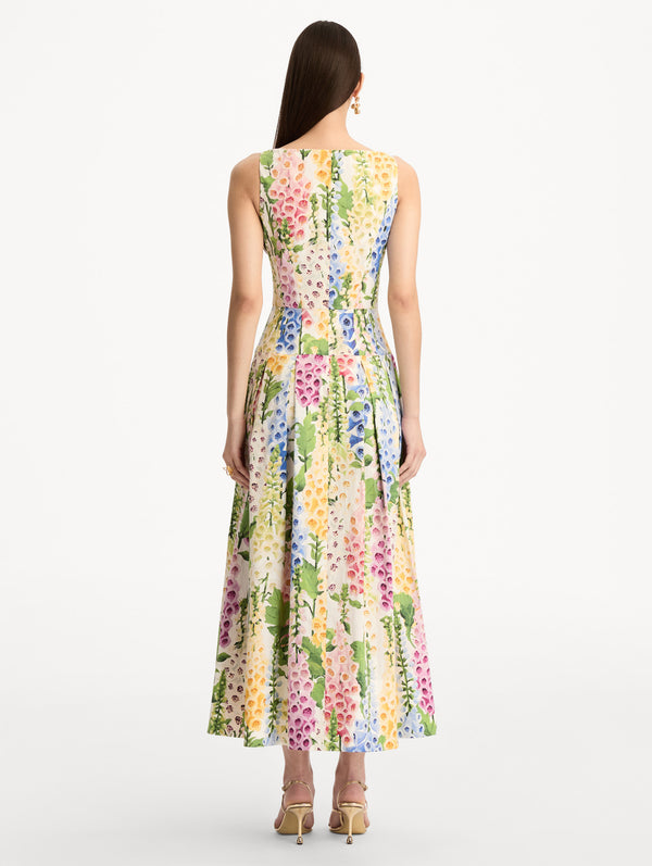 Oscar De La Renta Foxglove Cotton Poplin Dress