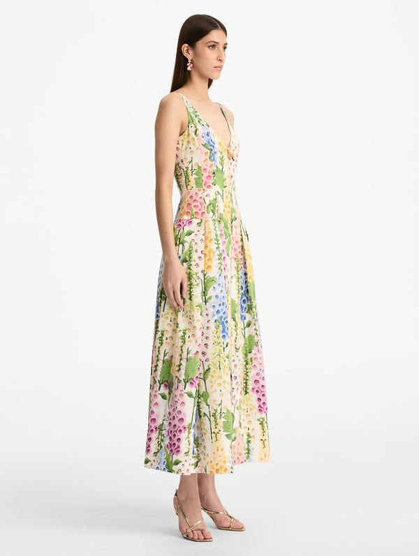 Oscar De La Renta Foxglove Cotton Poplin Dress