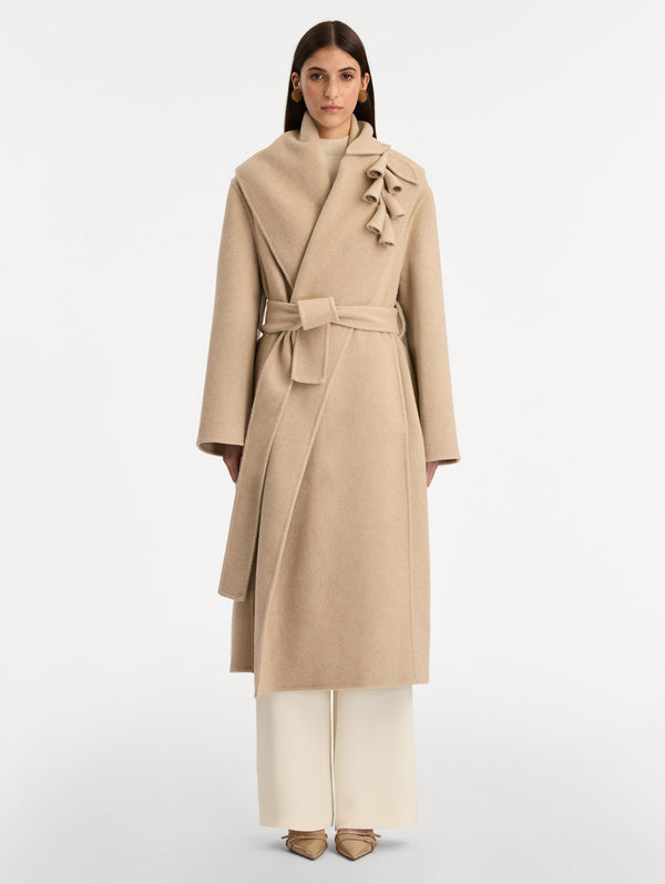 Oscar De La Renta Foxglove Embroidered Wool Coat