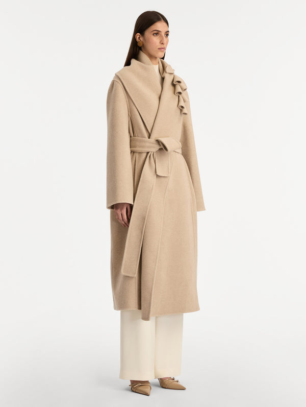 Oscar De La Renta Foxglove Embroidered Wool Coat