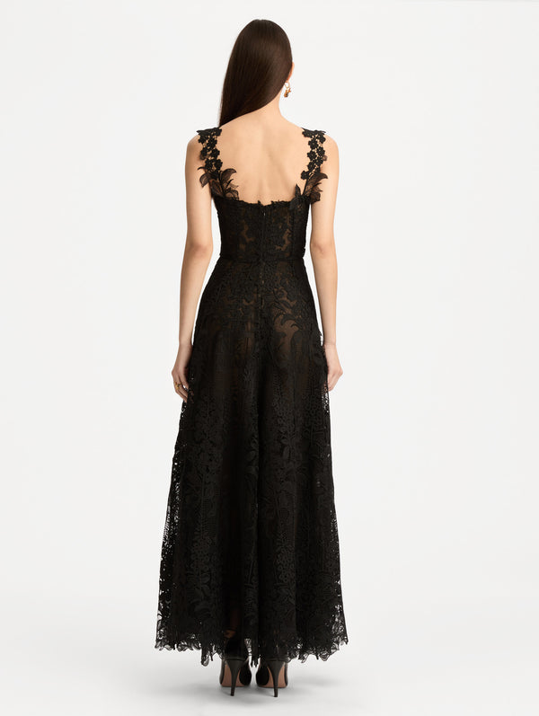 Oscar De La Renta Foxglove Guipure Cocktail Dress