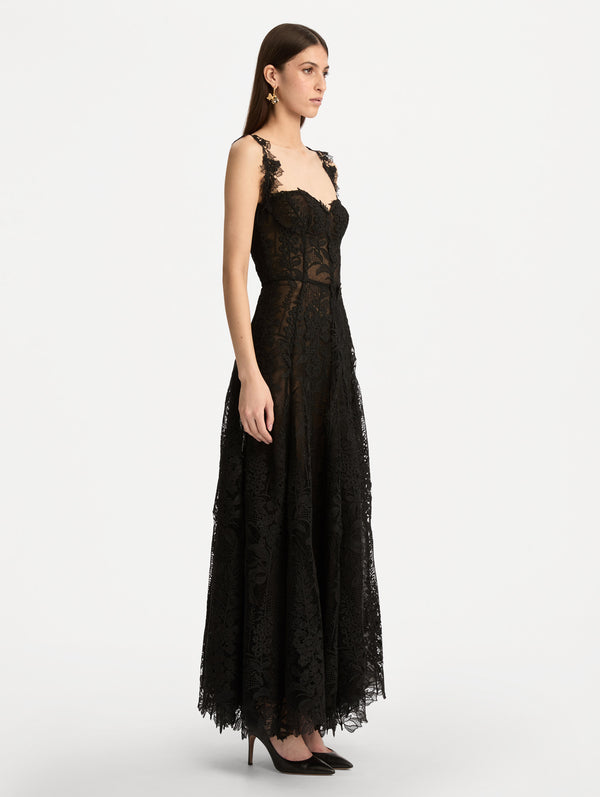 Oscar De La Renta Foxglove Guipure Cocktail Dress