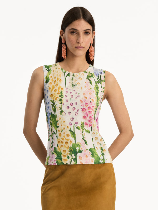 Oscar De La Renta Foxglove Printed Tank