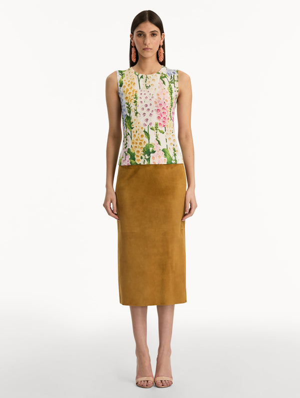Oscar De La Renta Foxglove Printed Tank