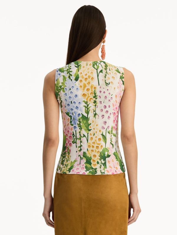 Oscar De La Renta Foxglove Printed Tank