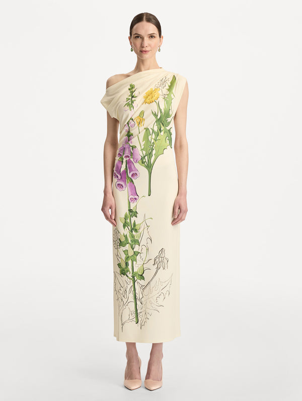 Oscar De La Renta Foxglove Sketch Jersey Dress
