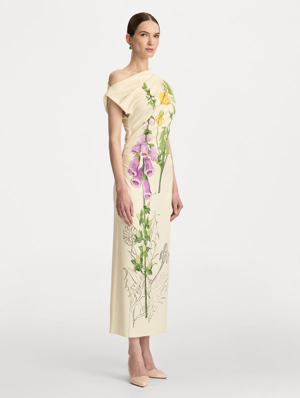 Oscar De La Renta Foxglove Sketch Jersey Dress