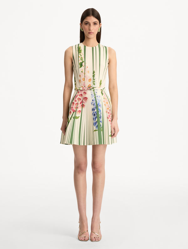 Oscar De La Renta Foxglove Trompe L’oeil Dress
