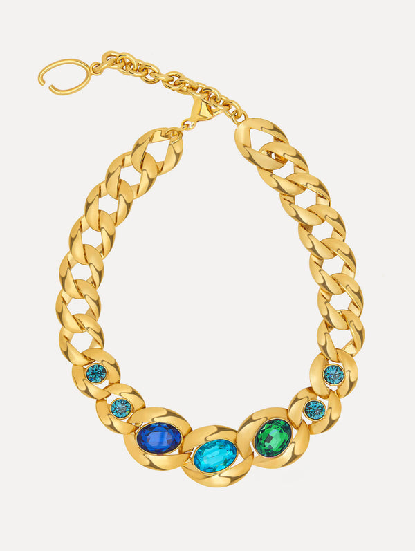 oscar de la renta Framed Oval Chain-Link Necklace