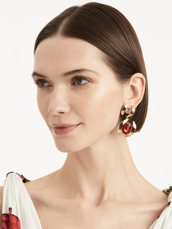 Oscar De La Renta Framed Oval Drop Earrings