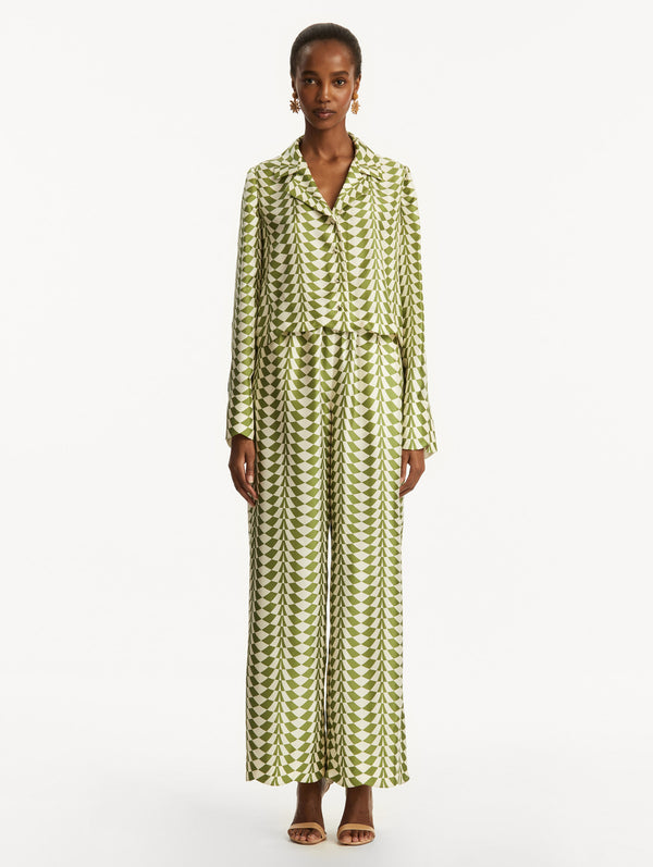 Oscar De La Renta Geo Silk Twill Blouse