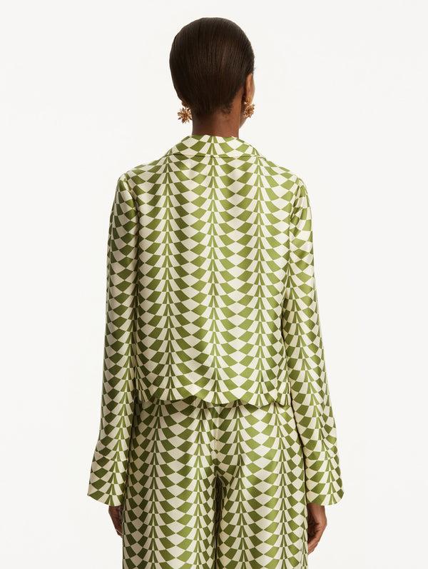 Oscar De La Renta Geo Silk Twill Blouse