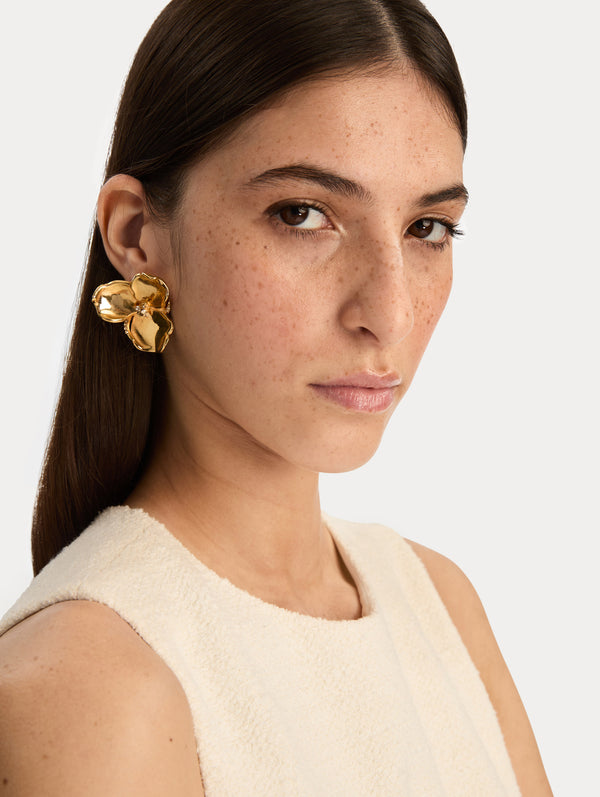 Oscar De La Renta Gold Blossom Earrings