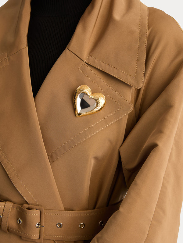 Oscar De La Renta Hammered Heart Brooch