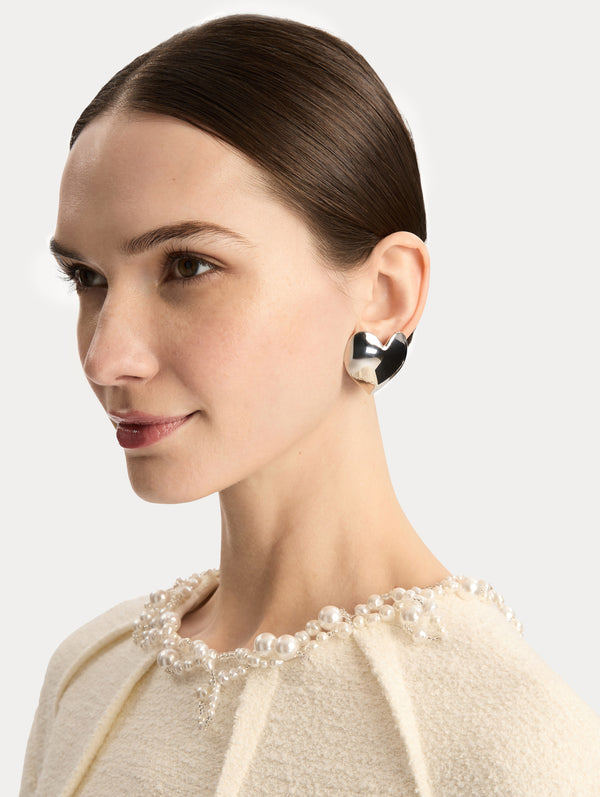 Oscar De La Renta Heart Clip-On Earrings