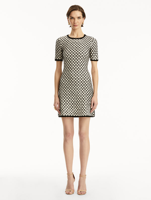 Oscar De La Renta Honeycomb Sequin Knit Dress