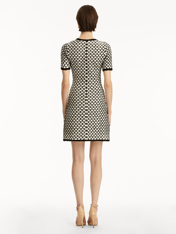 Oscar De La Renta Honeycomb Sequin Knit Dress
