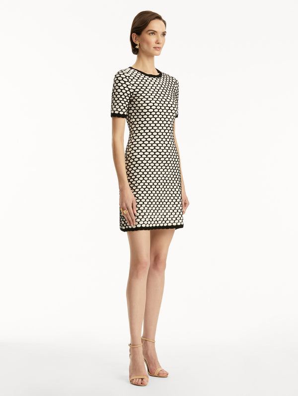 Oscar De La Renta Honeycomb Sequin Knit Dress