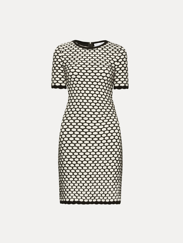 oscar de la renta Honeycomb Sequin Knit Dress