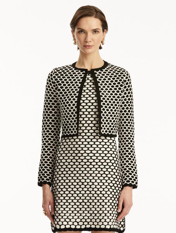 Oscar De La Renta Honeycomb Sequin Knit Jacket