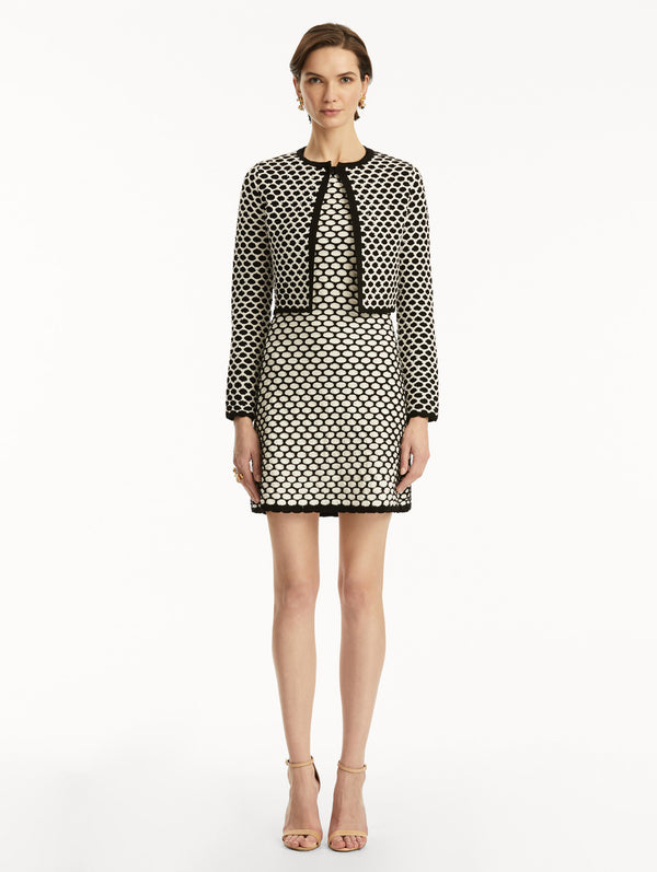 Oscar De La Renta Honeycomb Sequin Knit Jacket