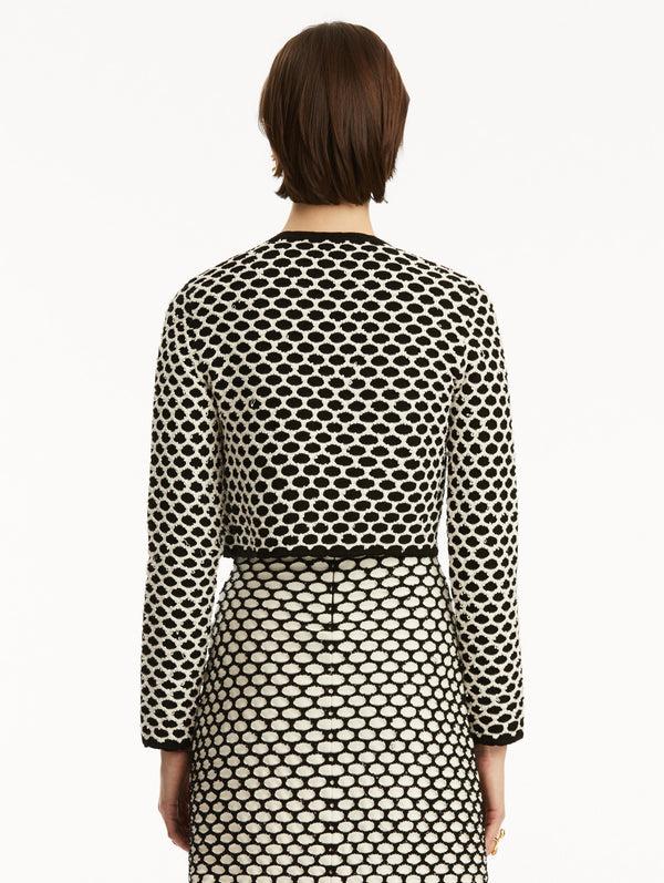 Oscar De La Renta Honeycomb Sequin Knit Jacket