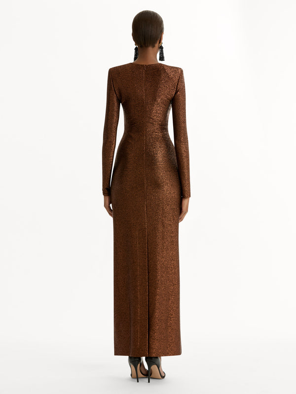 Oscar De La Renta Lamé Column Gown