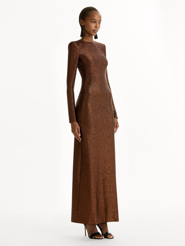 Oscar De La Renta Lamé Column Gown