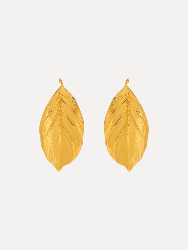 oscar de la renta Large Leaf Clip-On Earrings