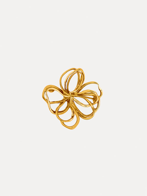 oscar de la renta Large Threaded Flower Brooch
