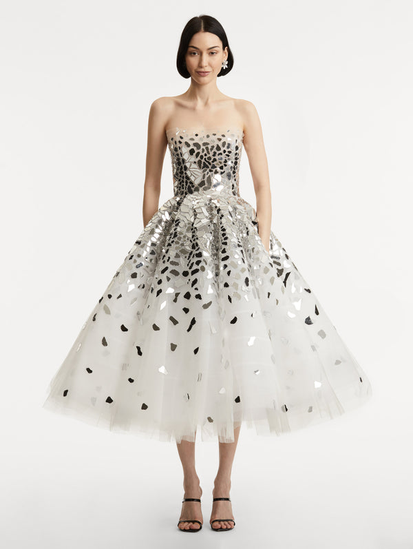 Oscar De La Renta Mirrored Mosaic Cocktail Dress