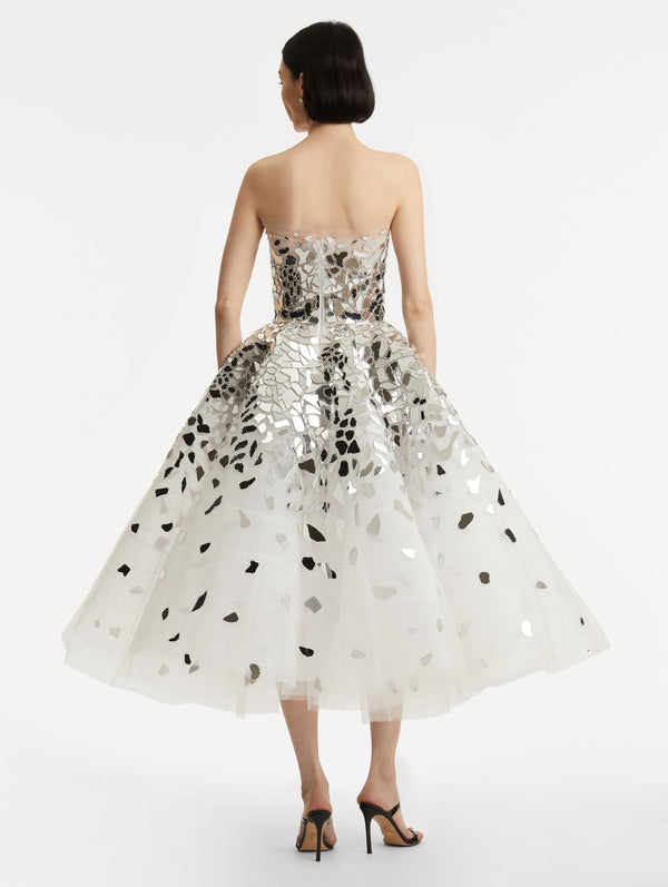 Oscar De La Renta Mirrored Mosaic Cocktail Dress