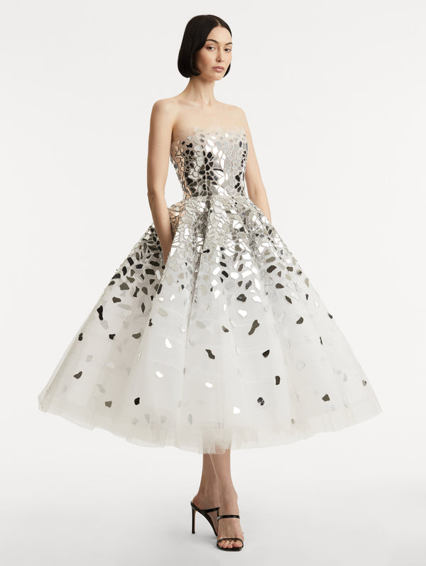 Oscar De La Renta Mirrored Mosaic Cocktail Dress