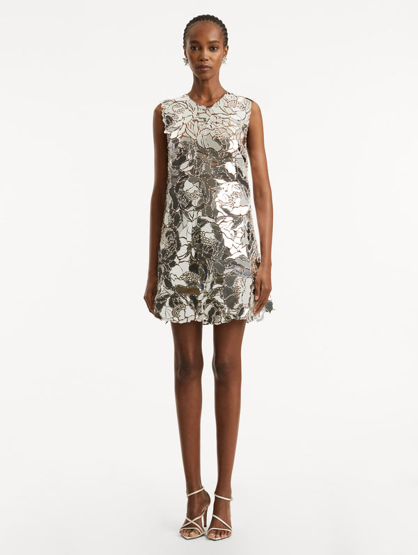 Oscar De La Renta Mirrored Mosaic Shift Dress