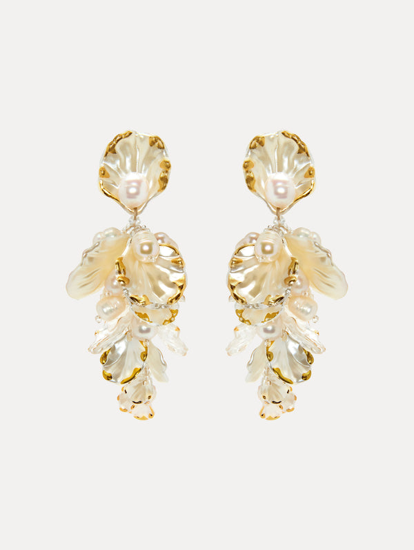 oscar de la renta Mother of Pearl Flower Earrings