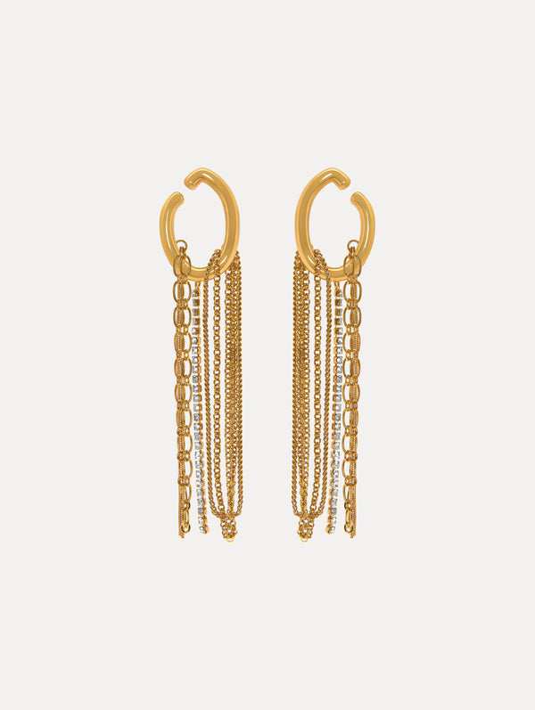 oscar de la renta O Chain Fringe Earrings