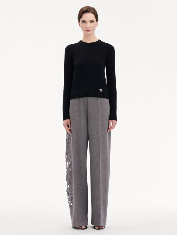 Oscar De La Renta O Flower Cashmere Pullover